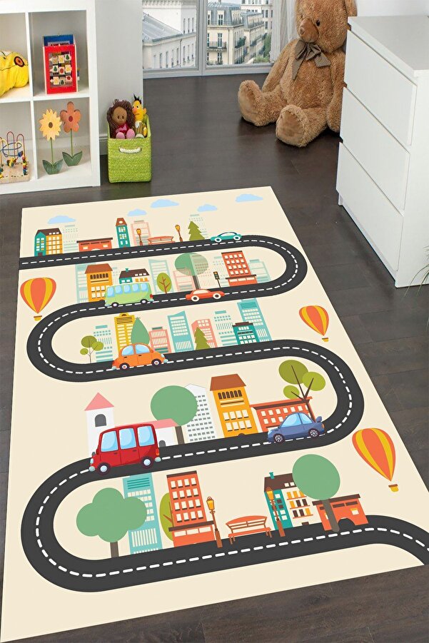 YTR HOME Makinede Yıkanabilir Kaymaz Taban Leke Tutmaz Eğitici Bebek Ve Çocuk Odası Halısı Oyun Matı