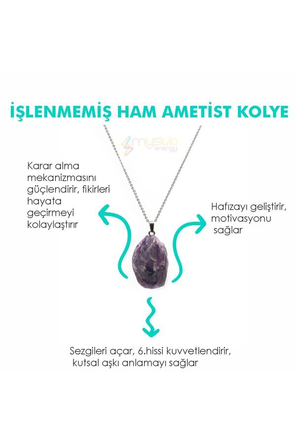 Mystic Energy-Certified Natural Stone Unprocessed Raw Amethyst Necklace |   Gift Natural Stone 1