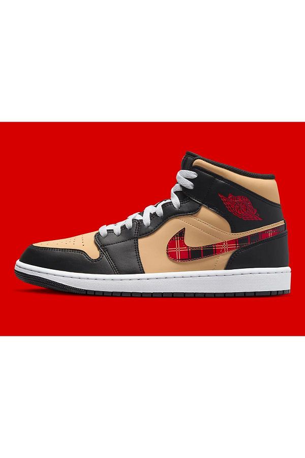 Nike Air Jordan 1 Mid Tartan Swoosh Dz5329 001 Unisex Basketball Shoes Trendyol