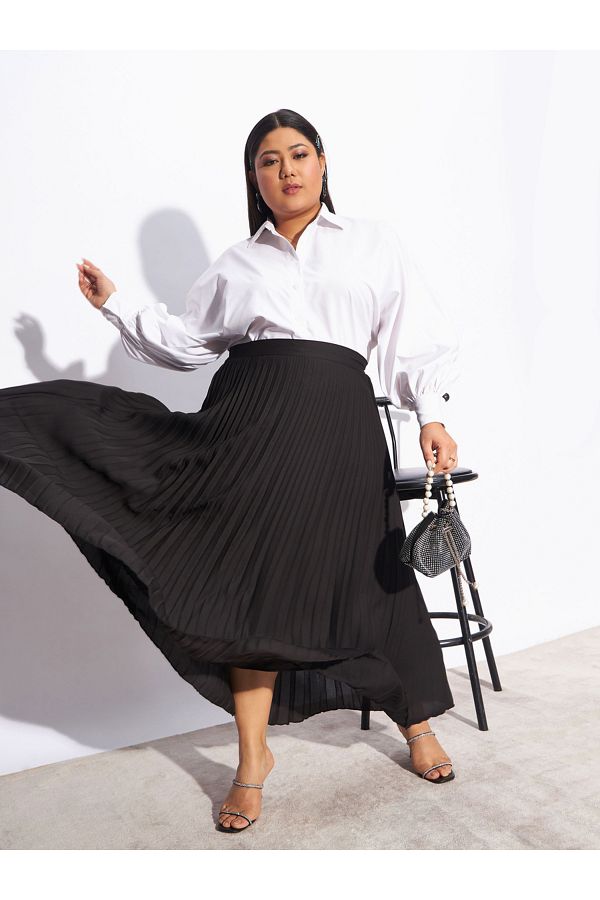 Sassafras By Styli Plus Accordion Pleated Maxi Skirt Trendyol