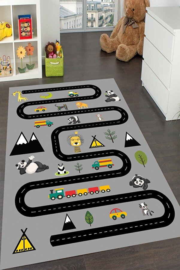 YTR HOME Makinede Yıkanabilir Kaymaz Taban Leke Tutmaz Eğitici Bebek Ve Çocuk Odası Halısı Oyun Matı