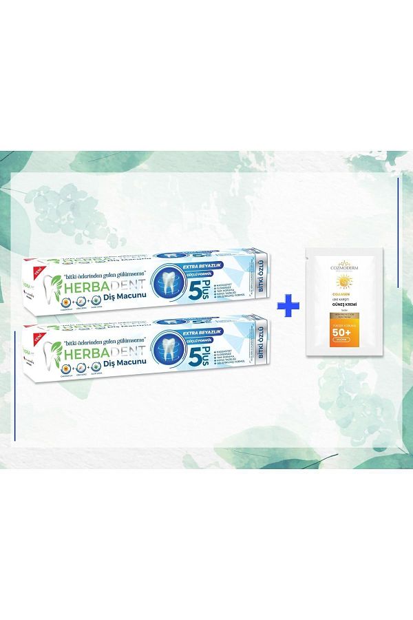 Herbadent-Aloe Vera & Plant Extract Toothpaste 2 Pack Cozmoderm Sunscreen Gift 1