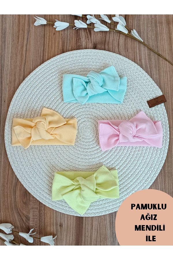 Bebella-Baby Girl Child Set of 4 100% Cotton Bow Bandana - Hair Bandana Gift 1