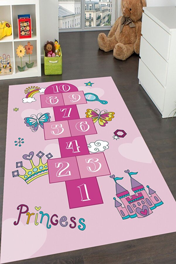 YTR HOME Makinede Yıkanabilir Kaymaz Taban Leke Tutmaz Eğitici Bebek Ve Çocuk Odası Halısı Oyun Matı