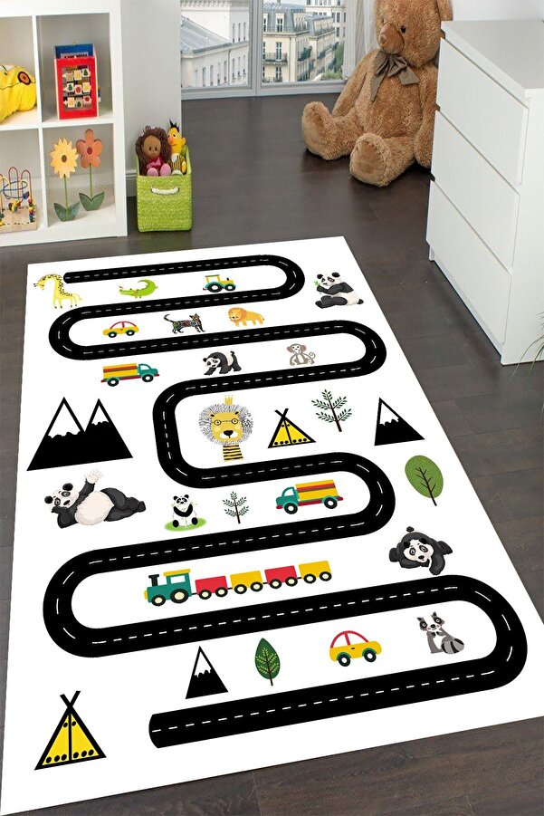 YTR HOME Makinede Yıkanabilir Kaymaz Taban Leke Tutmaz Eğitici Bebek Ve Çocuk Odası Halısı Oyun Matı