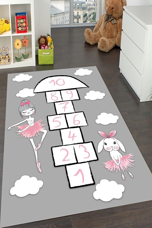 YTR HOME Makinede Yıkanabilir Kaymaz Taban Leke Tutmaz Eğitici Bebek Ve Çocuk Odası Halısı Oyun Matı