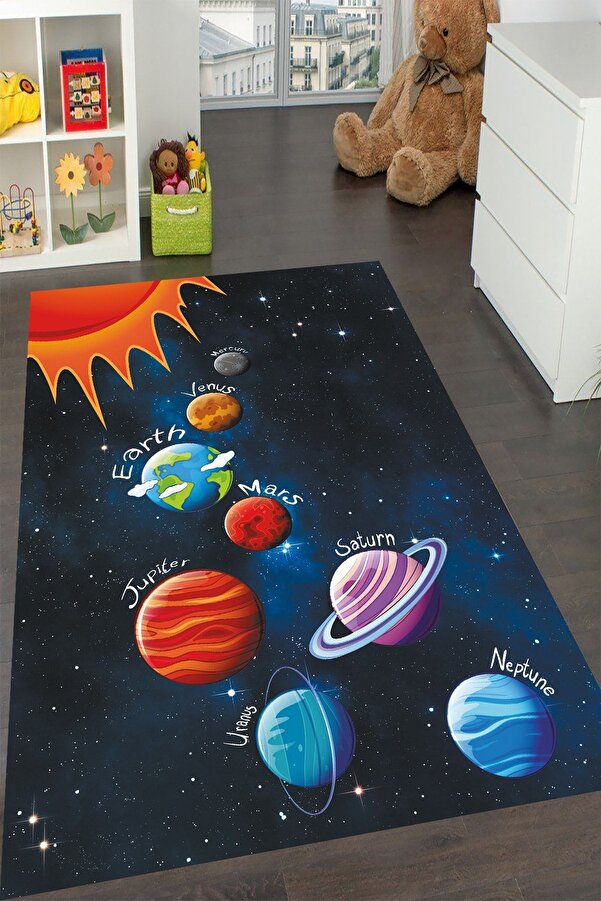 YTR HOME Makinede Yıkanabilir Kaymaz Taban Leke Tutmaz Eğitici Bebek Ve Çocuk Odası Halısı Oyun Matı