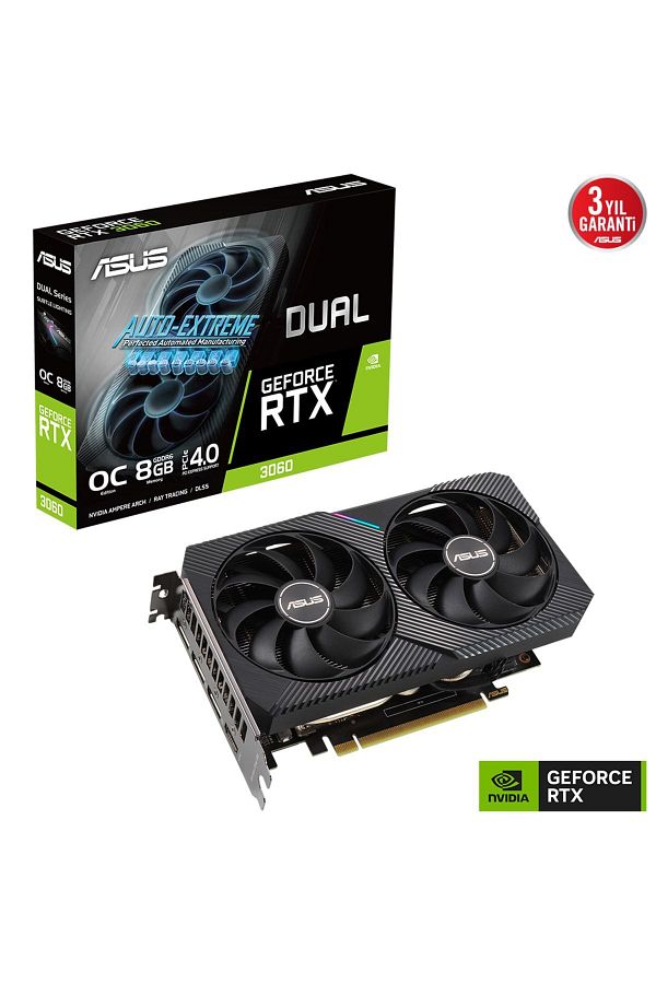 ASUS-Dual Geforce Rtx 3060 Oc Dual-rtx3060-o8g 8gb Gddr6 128bit Dx12 Gaming Graphics Card 1