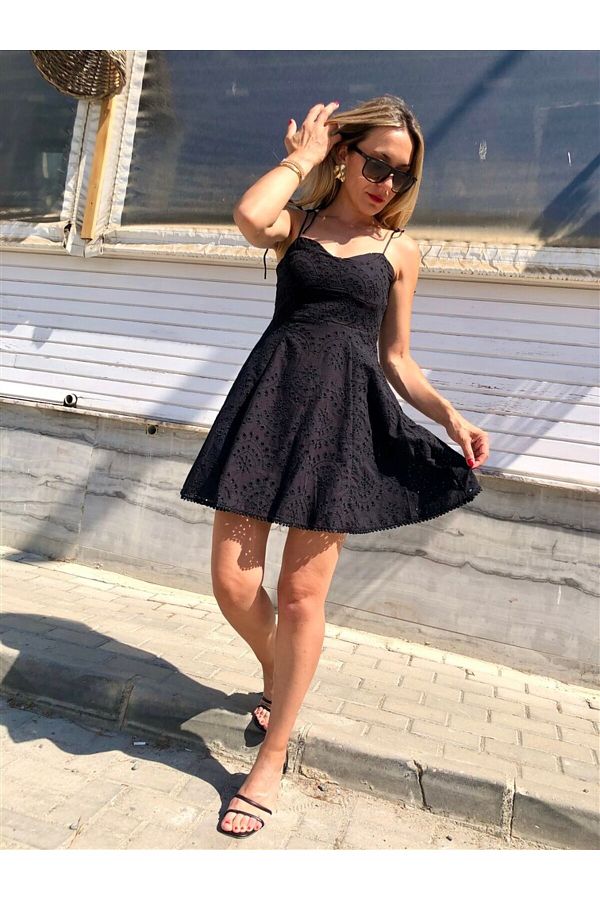 Black scallop dress clearance