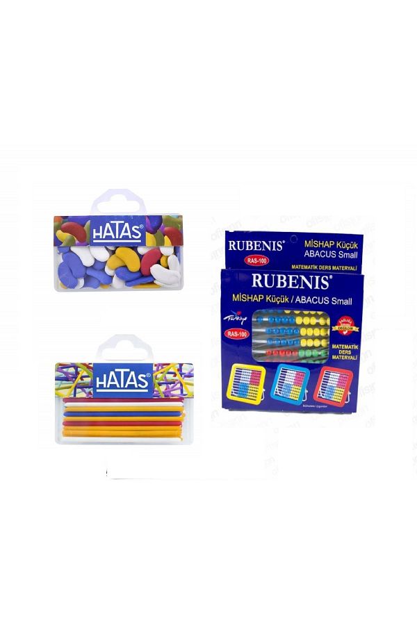ileri grup-Primary School Set of 3 Abacus + Counting Sticks + Counting Beans 1