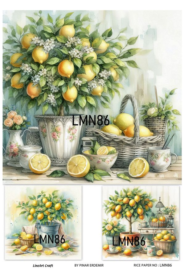 LİNEART-Lmn86 Model Lemon Patterned Brass Decopage - 30*42 cm 1