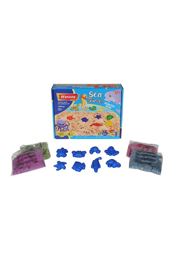 Heroes Kinetik Kum Heroes Sea Animals Kinetic Sand 1000gr 4 Colors 12 Pieces 8 Molds of Sand 045 Trendyol