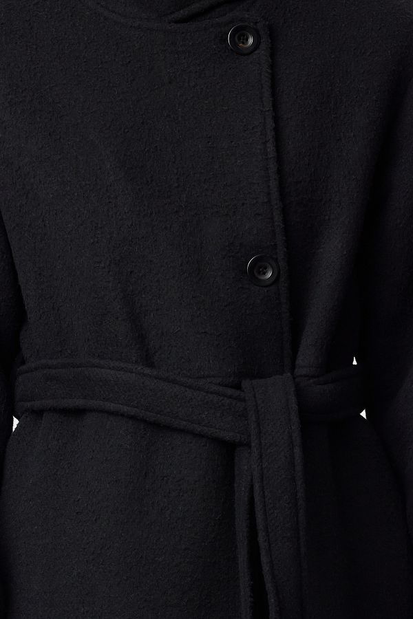 Trendyol Collection Oversize Black Woolen Coat - Collar