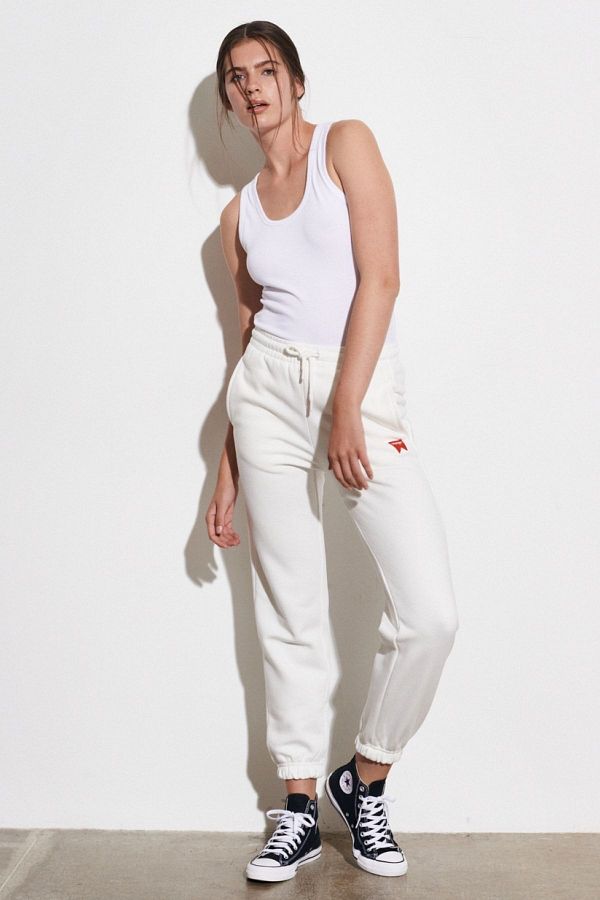 WRANGLER-Damskie spodnie dresowe Off-White Jogger - 100% bawełny, regularny krój 1