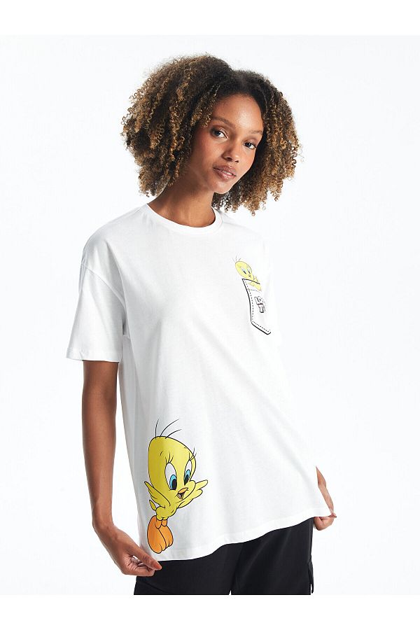 LC Waikiki LCW Tweety Printed Women s T Shirt Crew Neck Short Sleeve Trendyol