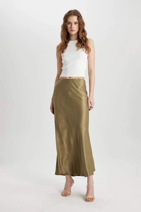 DeFacto-A-line Regular Waist Satin Midi Skirt B1867ax24sp 1