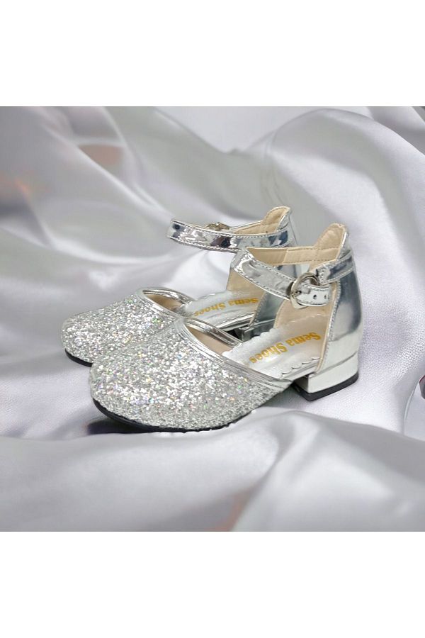 PAT K BEBE GIRLS AND BABY MINI HEELS SILVER GLASS EVENING SHOES Trendyol