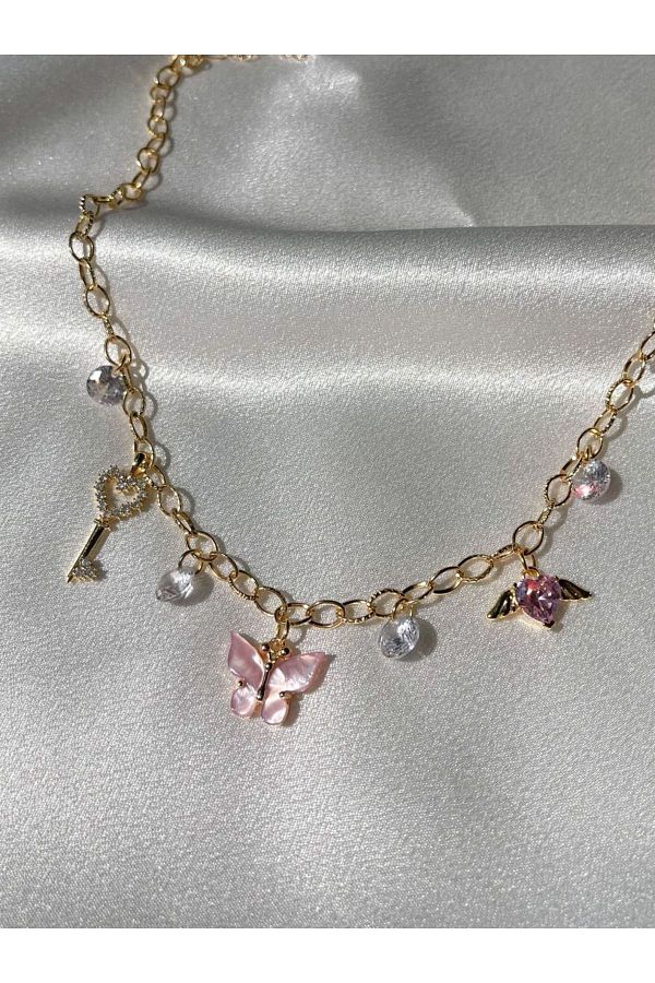 Reorah Collection Barbie Diaries Enchanted Butterfly Necklace gold Plated lilac Trendyol