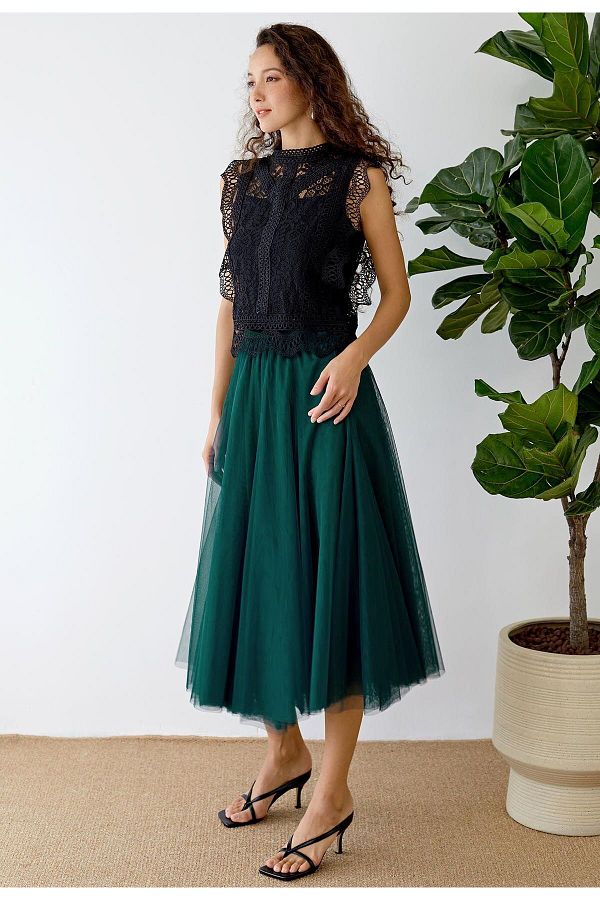 NALINCI Premium Silk Chiffon Midi Skirt Lined and Multi Silk Trendyol