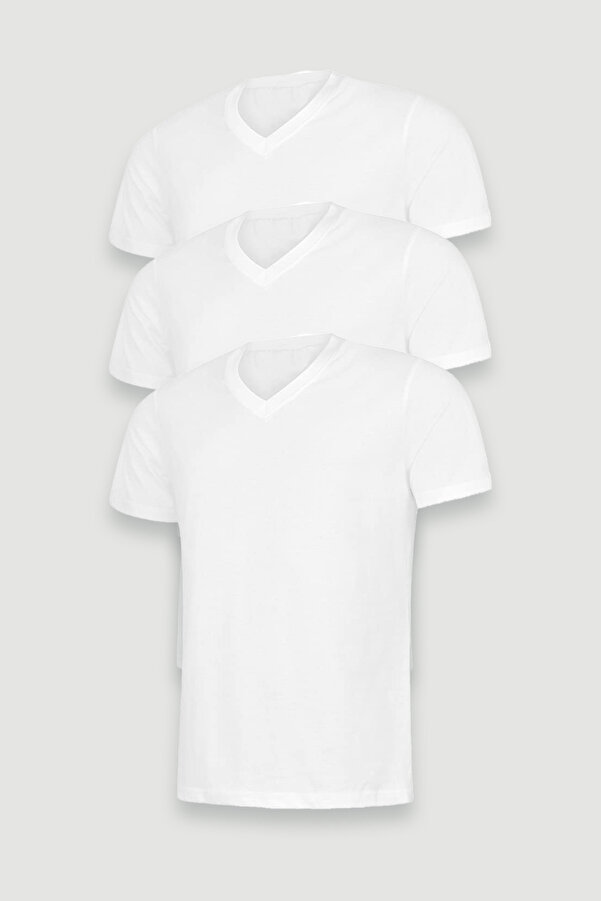 CNT Men's 3Piece Slim Fit VNeck Short Sleeve TShirt Trendyol