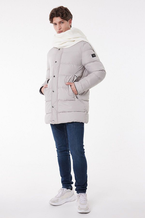 Lee-Standardní střih Regular Cut Stand Collar Off White Puffer Jacket 1