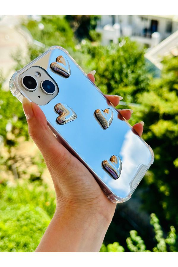 Go Aksesuar-حافظة سيليكون بتصميم مرآة متوافقة مع هاتف Iphone 14 Plus - 15 Plus 1