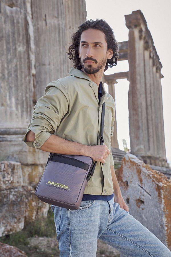 Nautica Messenger Bag Gray Plain Trendyol