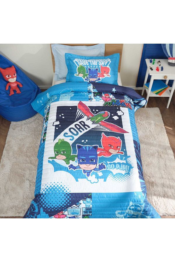 PJMASKS-Pj Masks By Save The Sky Blue Single Bedspread 1