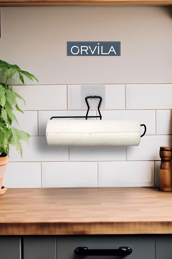 Orvila Metal Roll Paper Towel Holder Self Adhesive Bathroom Kitchen Towel Holder Chrome Trendyol
