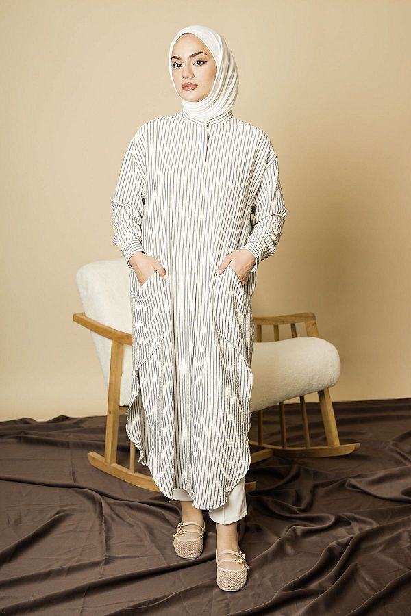 KAIZENMODA-Striped Hijab Tunic 1