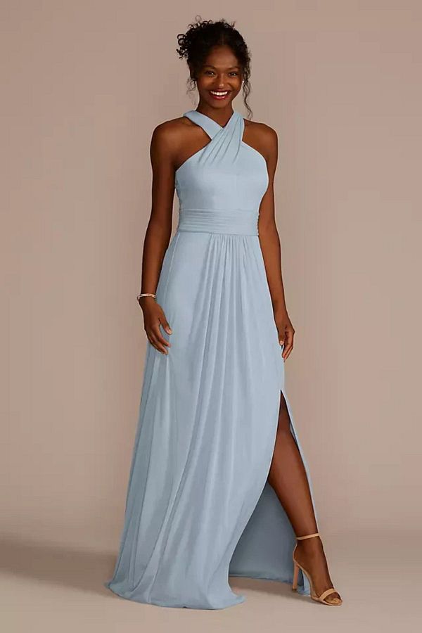 Oleg Cassini Halter Neck Light Blue Long Evening Dress F19952 Trendyol