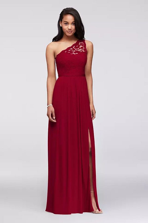 Oleg Cassini One Shoulder Red Lace Evening Dress F17063 Trendyol