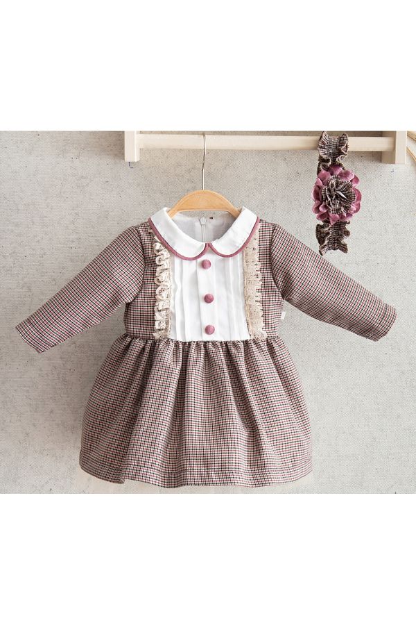 miomini Houndstooth Baby Collar Hair Band Dress Trendyol