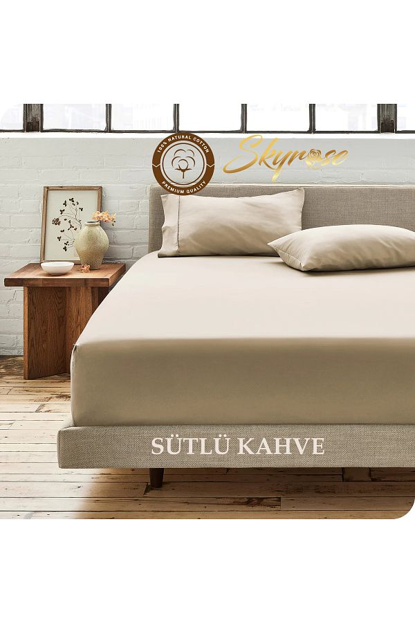 Skyrose-Set cearșafuri 100% bumbac elastic King Size - 180x200+/30 Dimensiune deschisă 240x260 cm Cutie de zestre 1