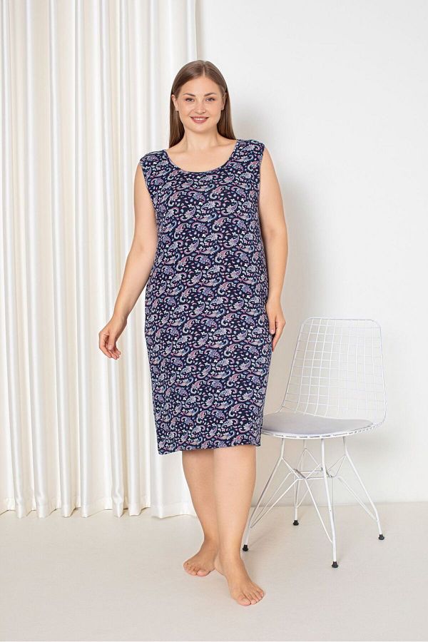 Asel-Cămașă de noapte din bumbac pieptănat din viscoză - Plus Size 1
