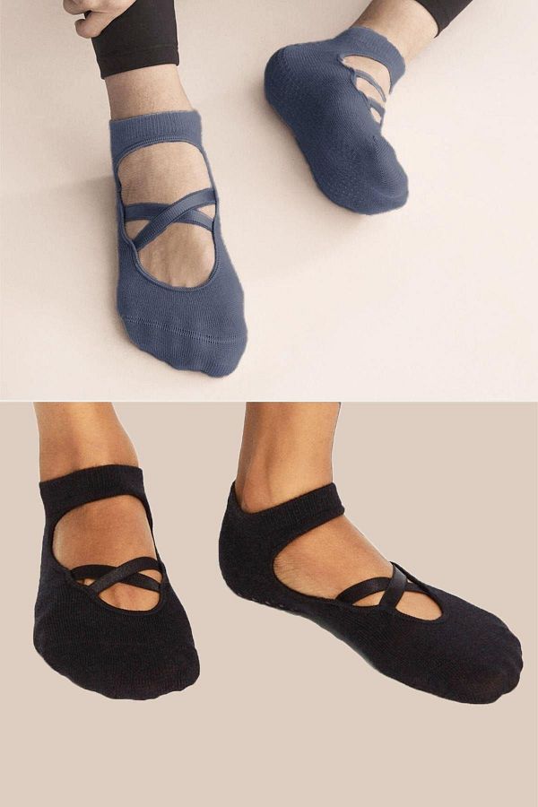 Trick or Treat Indigo Indigo 2 Pack 80 Cotton Yoga and Pilates Women s Technical Socks Trendyol