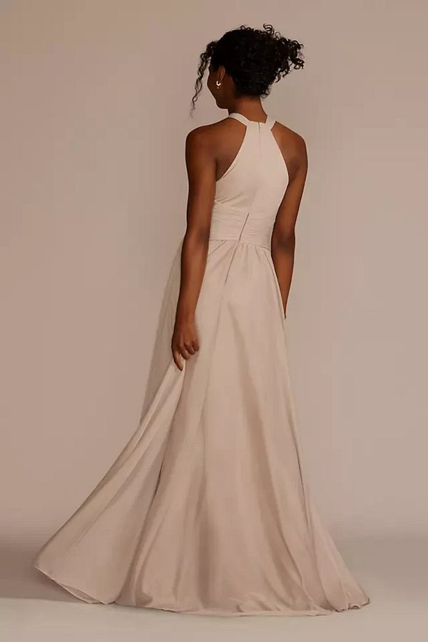 Oleg Cassini Long Blue Halter Neck Evening Dress F19931 Trendyol