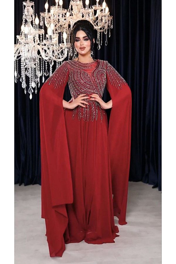 Cape sleeve evening dress clearance