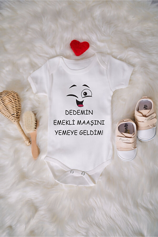 SPARKLY BABY ORGANİK %100 PAMUKLU MAAŞINI YEMEYE GELDİM BASKILI Bebek Body Çıtçıtlı Badi