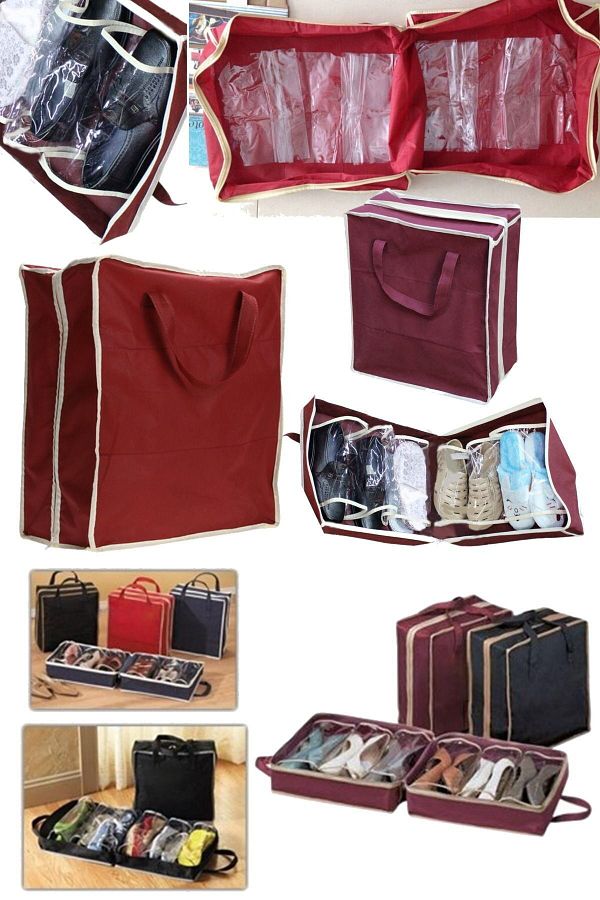 Utelips-6 Pairs of Storage Totes for All Shoes Zippered Practical Shoe Storage Suitcase Bag Storage 1