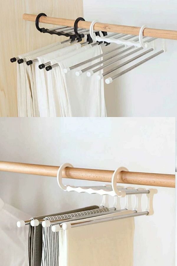 Kucuk Burjuvazi 2 Pieces of 5 Foldable Wardrobe Iron Hanging Pants Hanger Movable Hanger Organizer Trendyol