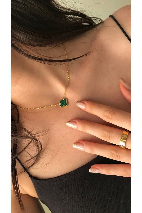 Opia JEWELRY Green Color Steel Van Cleef Necklace Trendyol