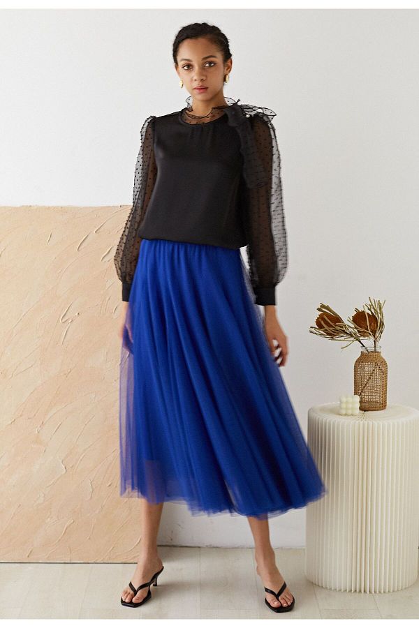 Silk chiffon midi skirt cheap