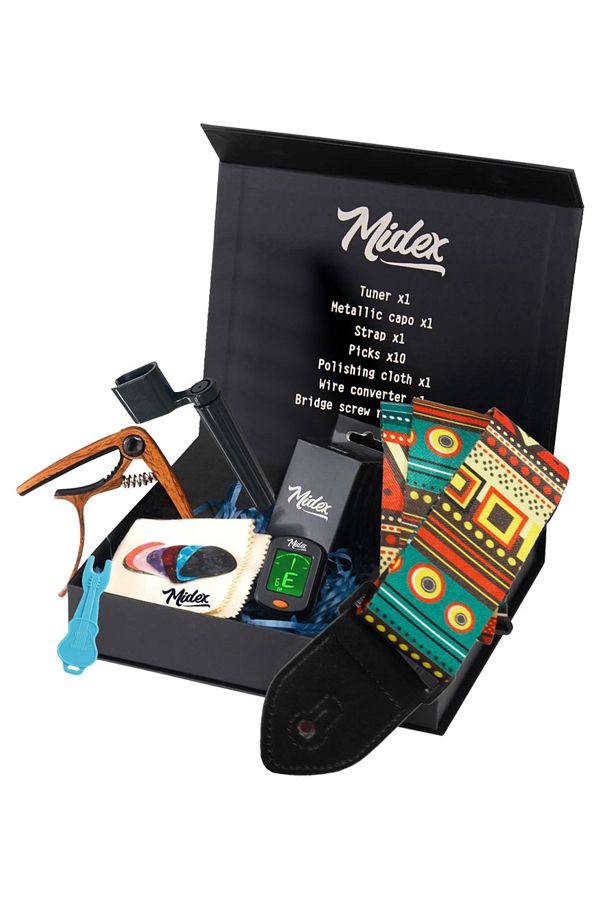 Midex-Ac-20 Guitar Accessory Set - Include Strap, Capo, Tuner and Plectrums 1