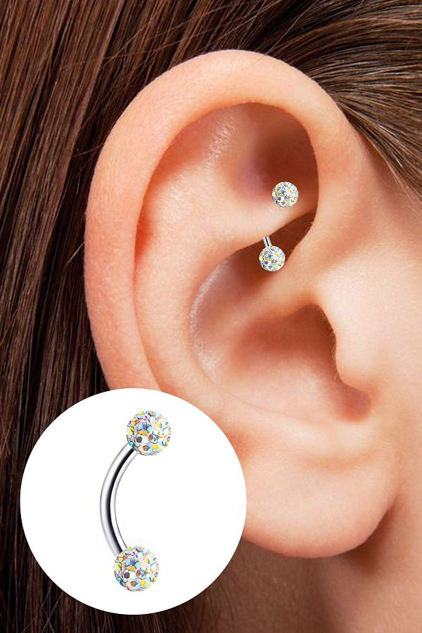 Helix and cartilage outlet piercing