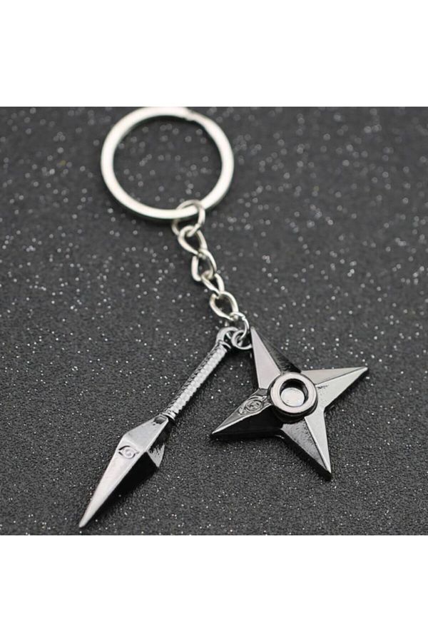 Köstebek-Naruto Keychain Kunai Shuriken Dart Weapon Konoha Logo Keychain 1