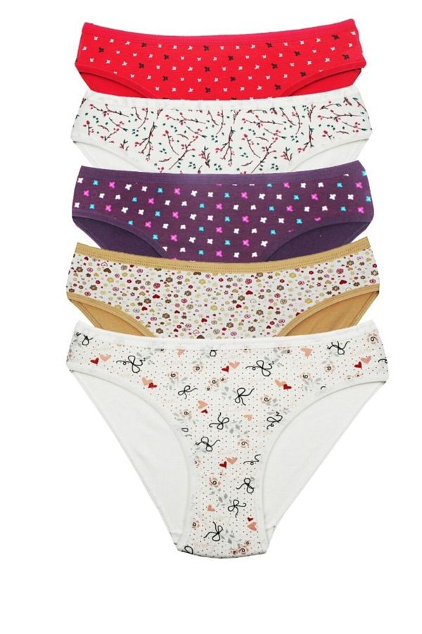 Katmirra-Set of 5 Young Girls Mixed Color Patterned Panties 1