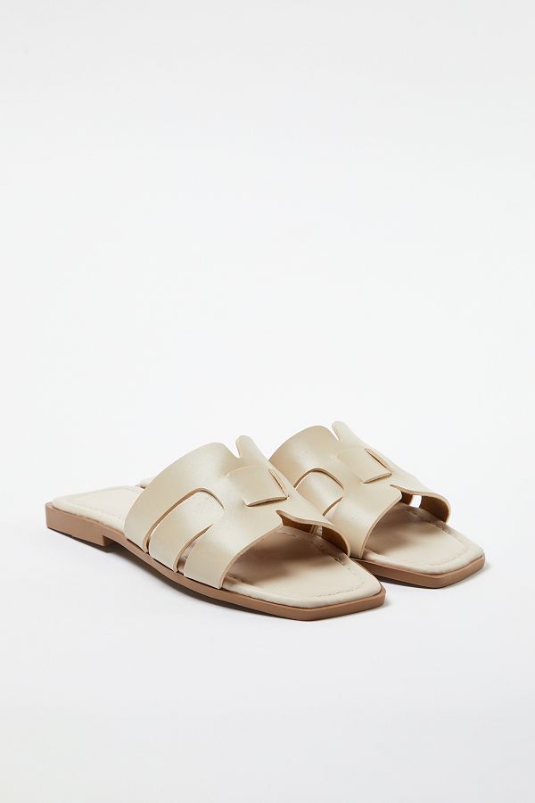 TRENDYOL SHOES-Ecrufarbene Damen-Hausschuhe mit Einzelstreifen für den täglichen Gebrauch - TAKSS24TE00010 1