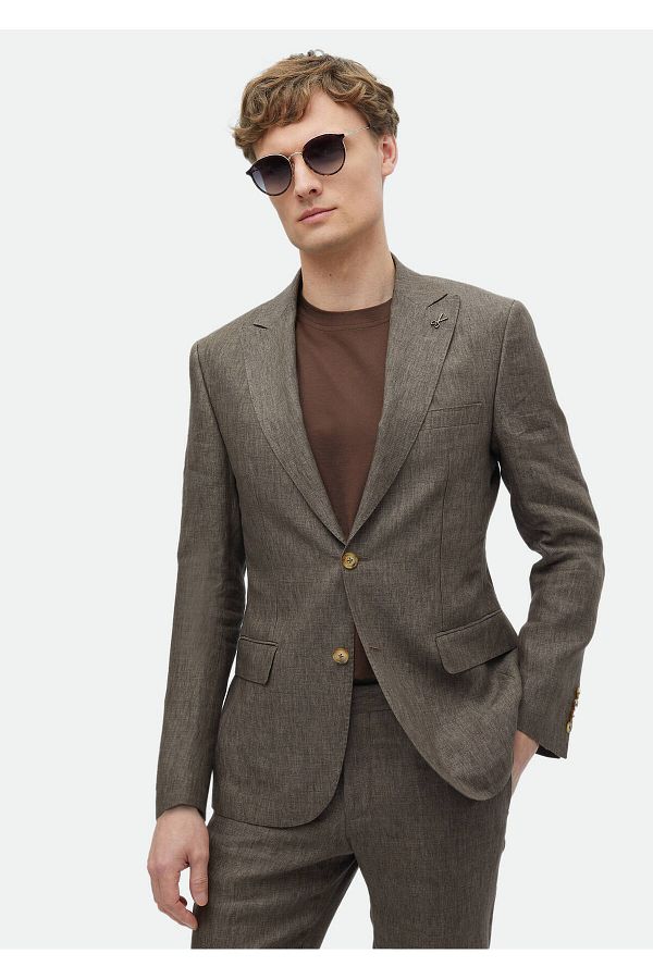 Skinny fit linen suit online