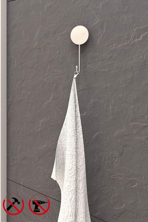 Alper Banyo-Adhesive Chrome Single Hook Hanger / No More Drilling By Gluing Or Assembling 1